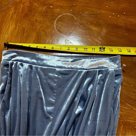 Christian Lacroix NWT Steel Blue Velvet Wide Leg High Waisted Pants Size Medium - Picture 7 of 10